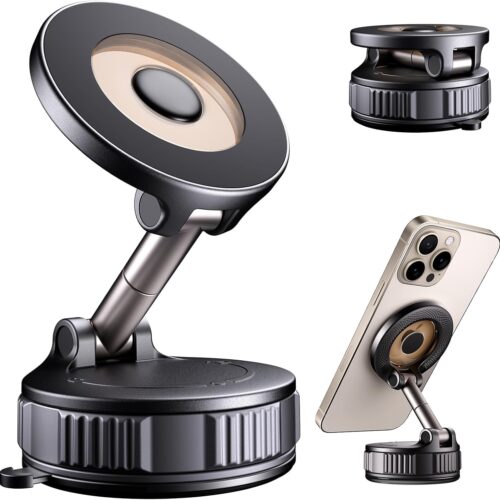 Car Phone Holder with Suction and Magnetic Force