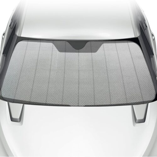 Foldable accordion fold style windshield sun shade, heatshield for car truck, accordion folding design.
